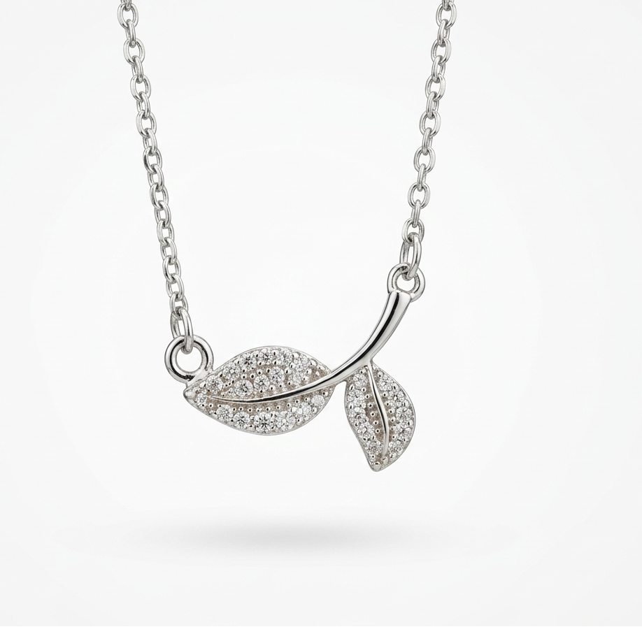 Silver Leaf Spark Necklace
