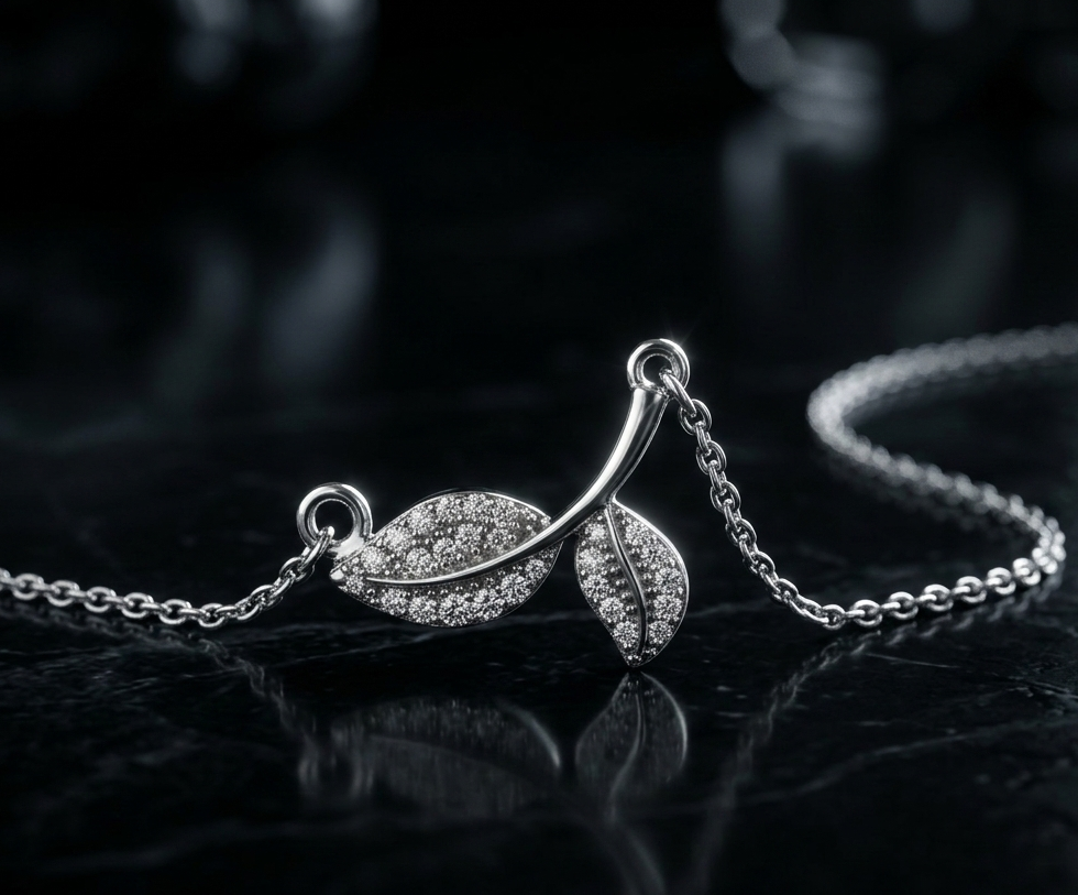Silver Leaf Spark Necklace