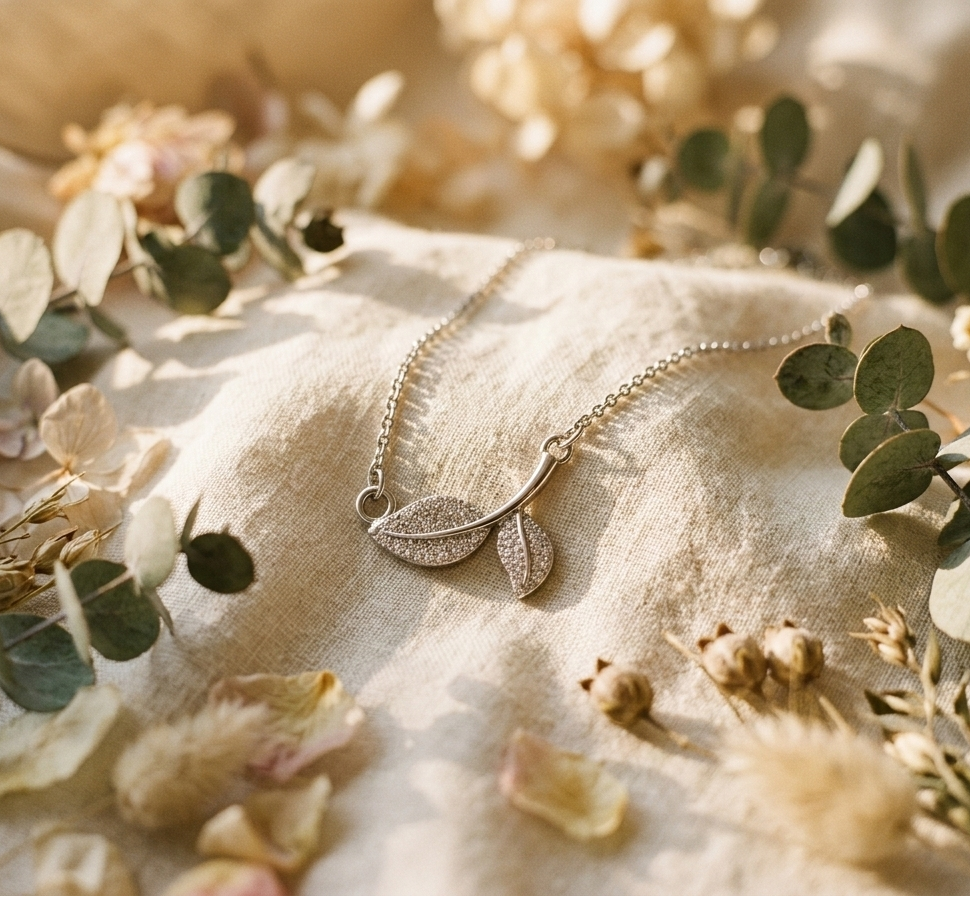Silver Leaf Spark Necklace