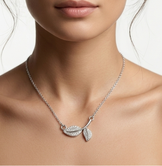 Silver Leaf Spark Necklace