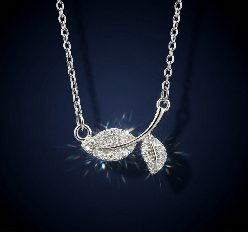 Silver Leaf Spark Necklace