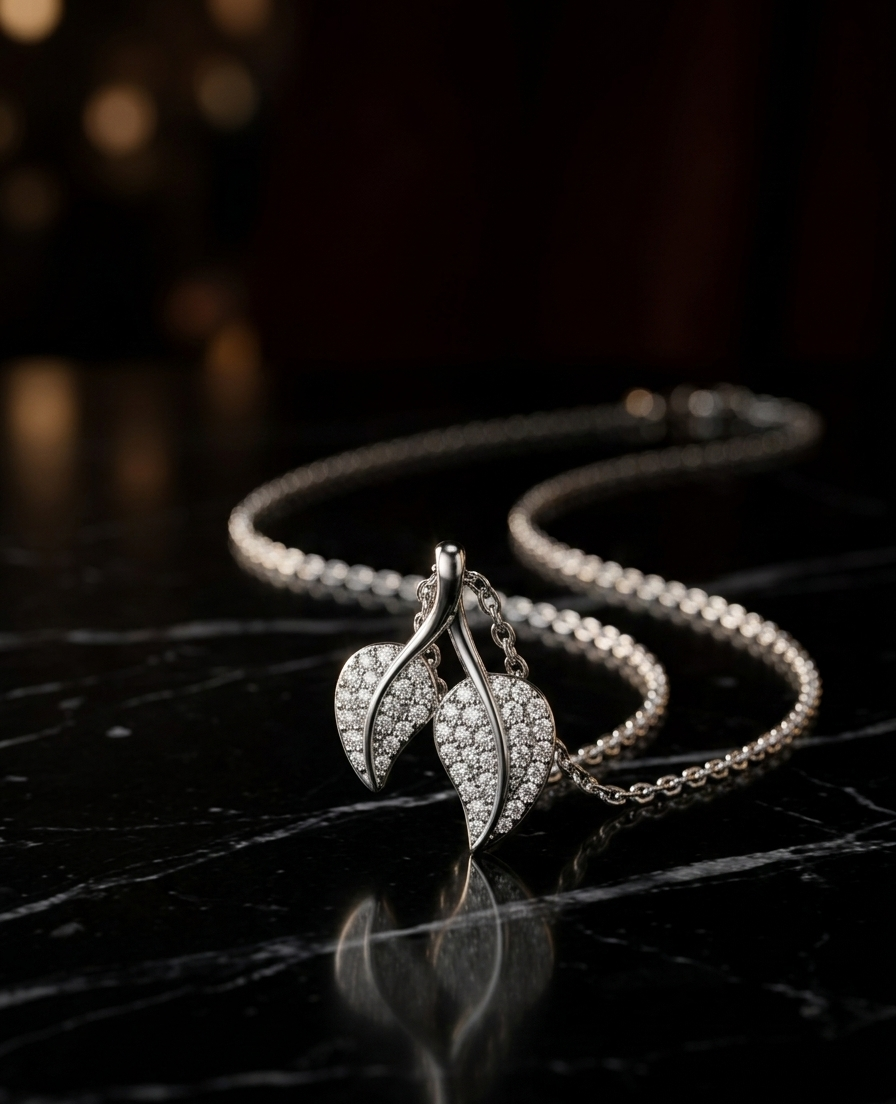 Twin Leaf Radiance Necklace