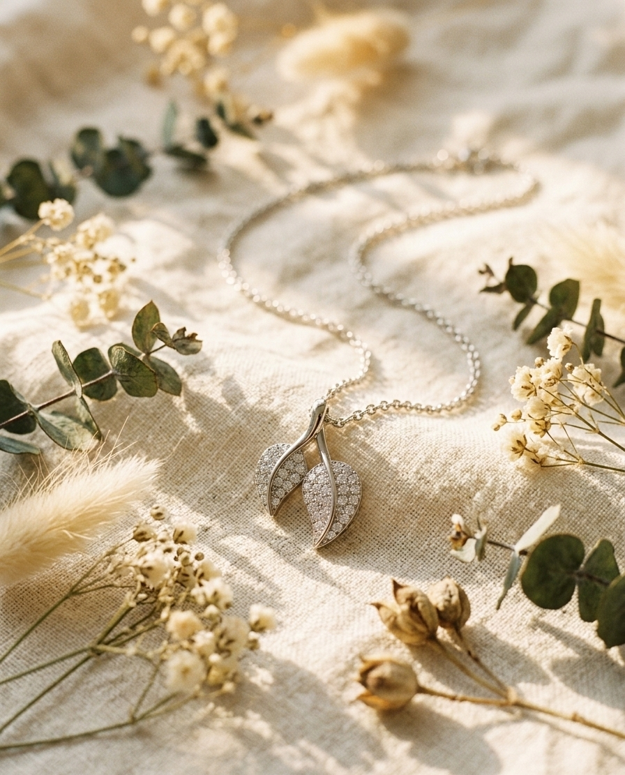 Twin Leaf Radiance Necklace