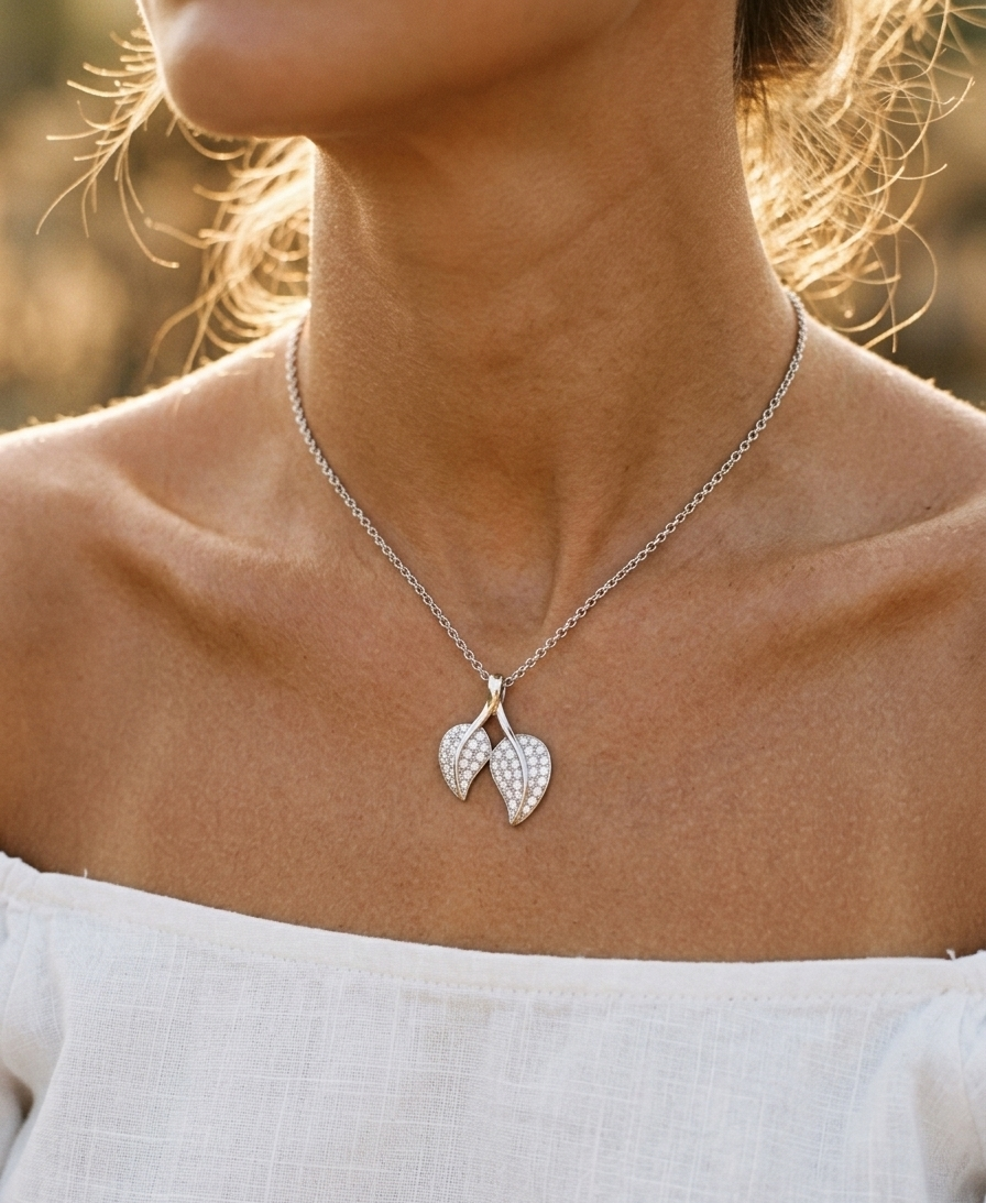 Twin Leaf Radiance Necklace