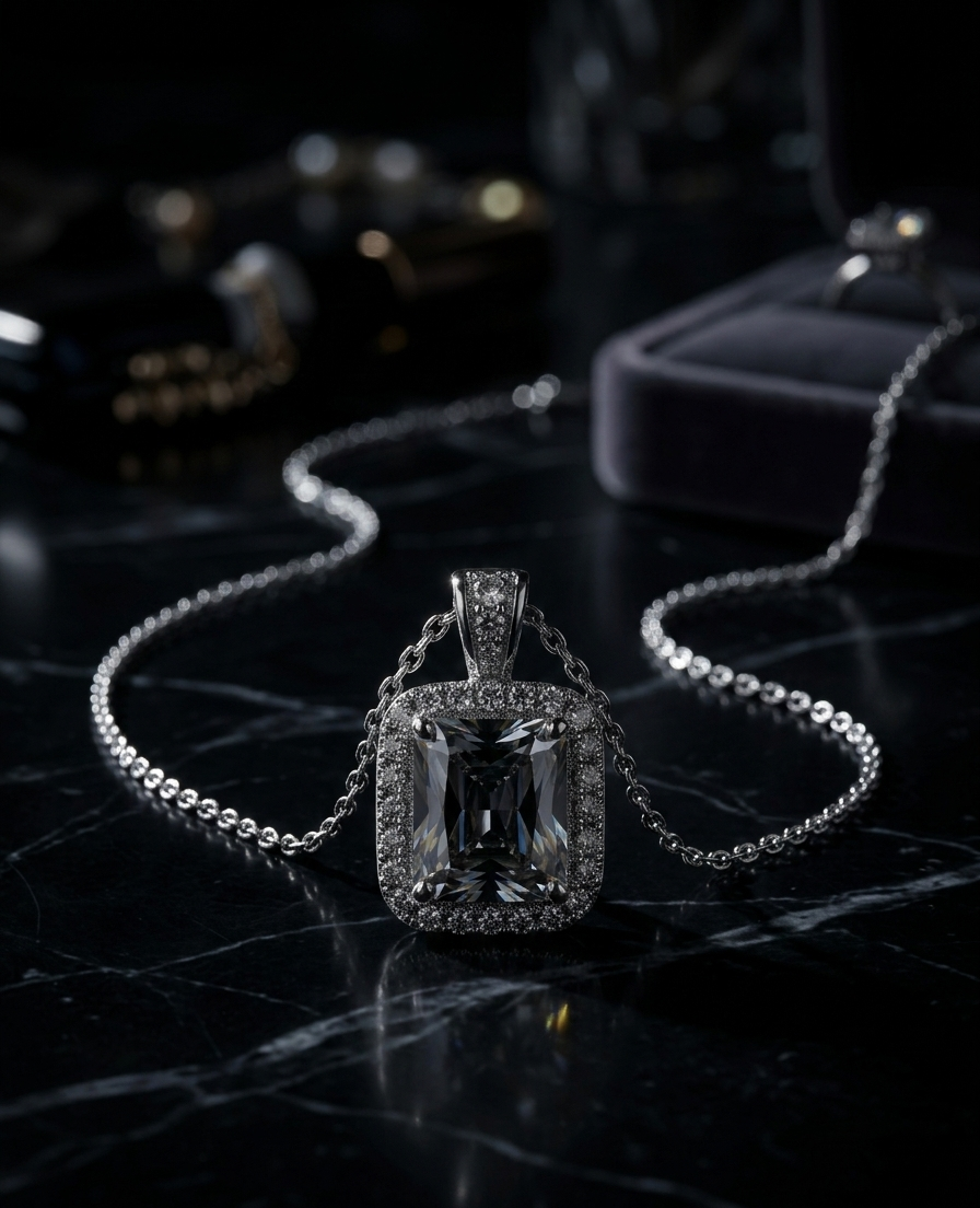 Radiant Halo Cushion-Cut Necklace