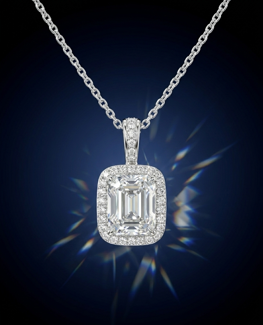 Radiant Halo Cushion-Cut Necklace