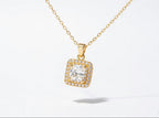 Golden Halo Cushion Sparkle Necklace