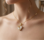 Golden Flutter Butterfly Crystal Necklace