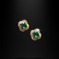 Emerald Bloom Stud Earrings - VITTAM