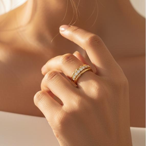 Celeste Dual Band Open Ring - VITTAM
