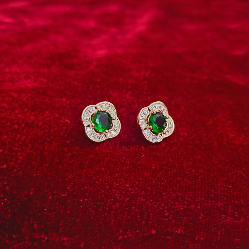 Emerald Bloom Stud Earrings - VITTAM