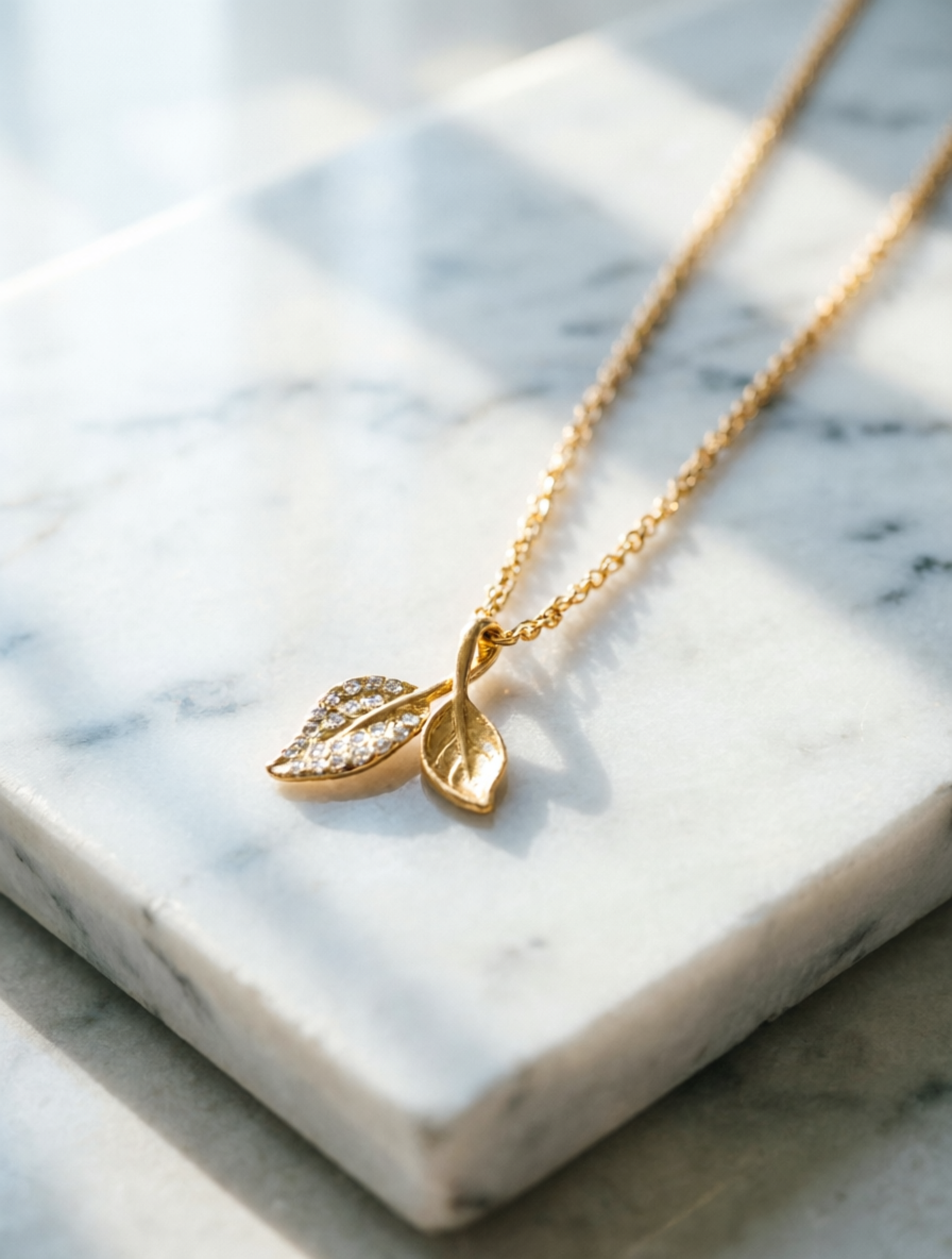 Golden Leaf Duo Necklace