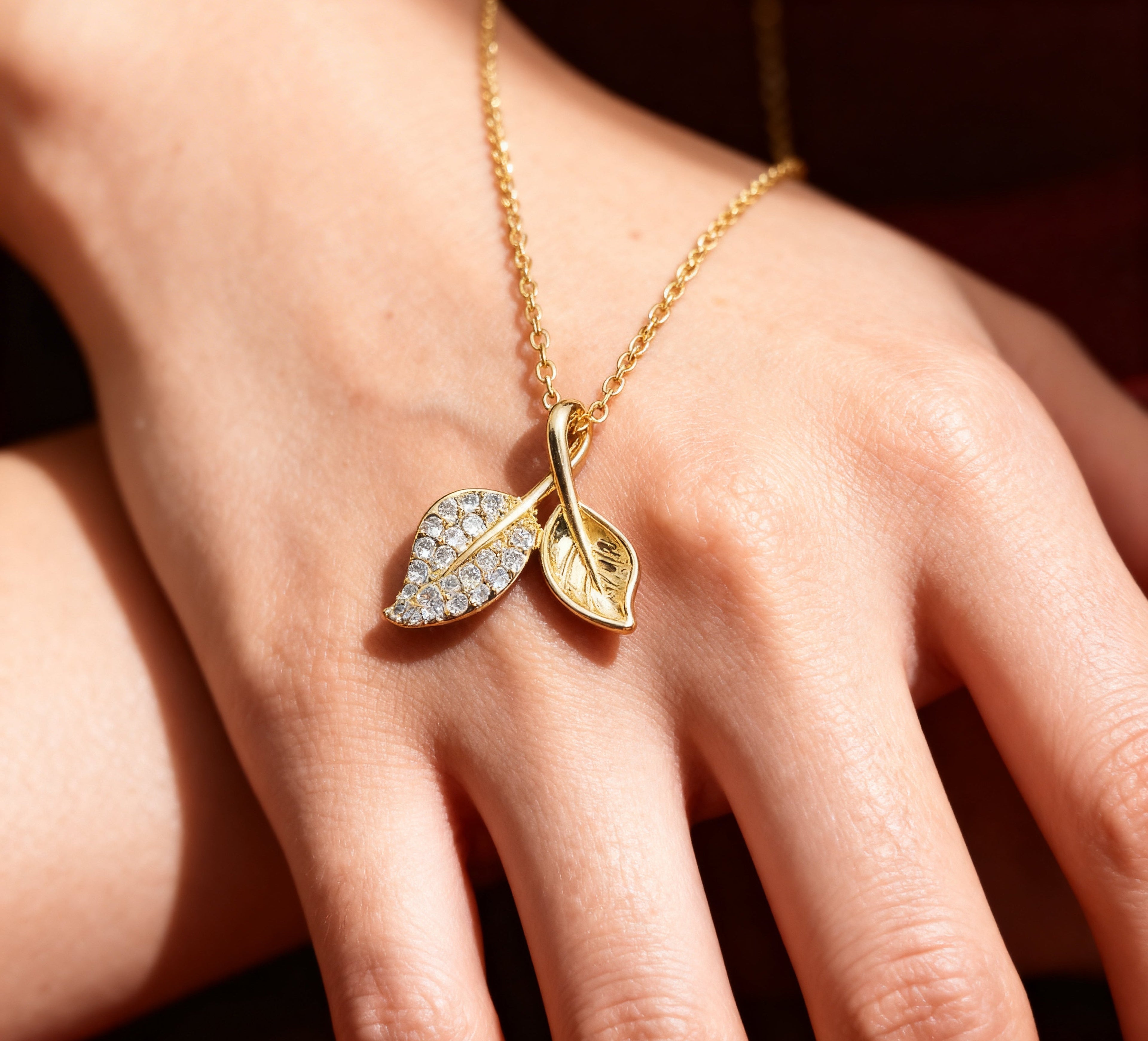 Golden Leaf Duo Necklace