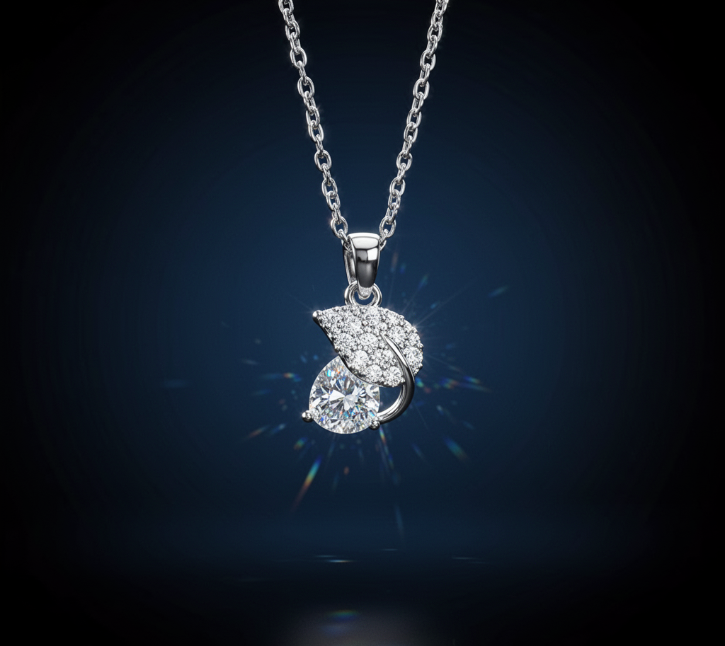 Crystal Leaf Drop Necklace