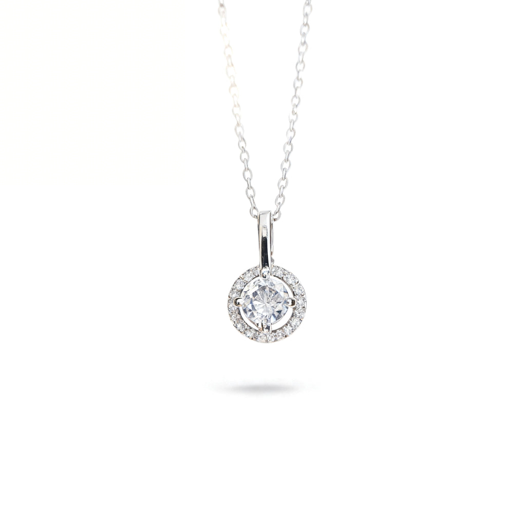 Classic Halo Round Brilliant Necklace