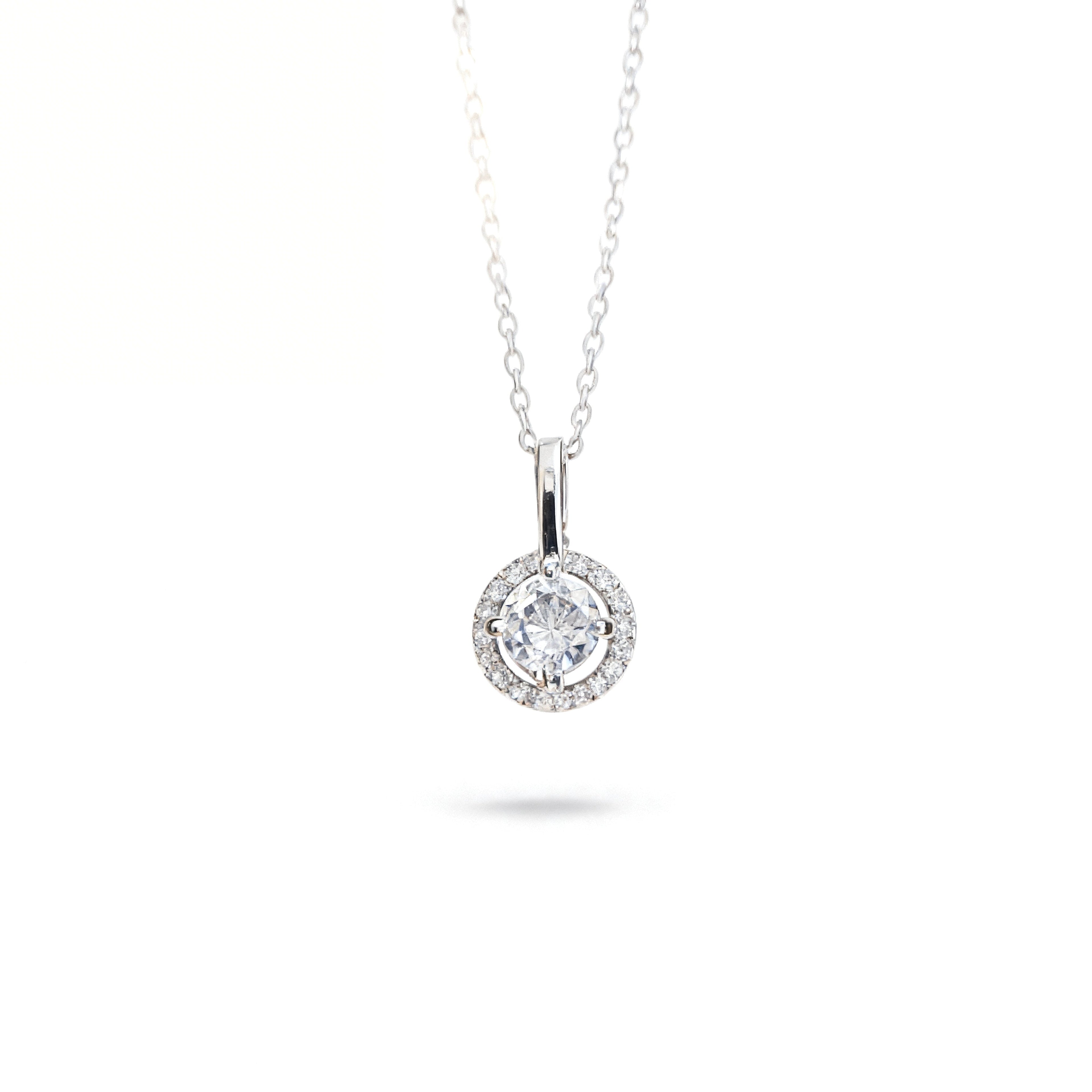 Classic Halo Round Brilliant Necklace
