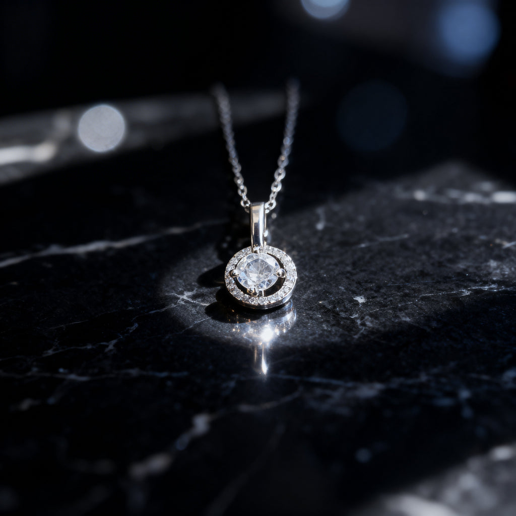 Classic Halo Round Brilliant Necklace