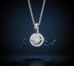 Classic Halo Round Brilliant Necklace