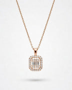 Rose Radiance Baguette Halo Necklace