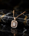 Rose Radiance Baguette Halo Necklace