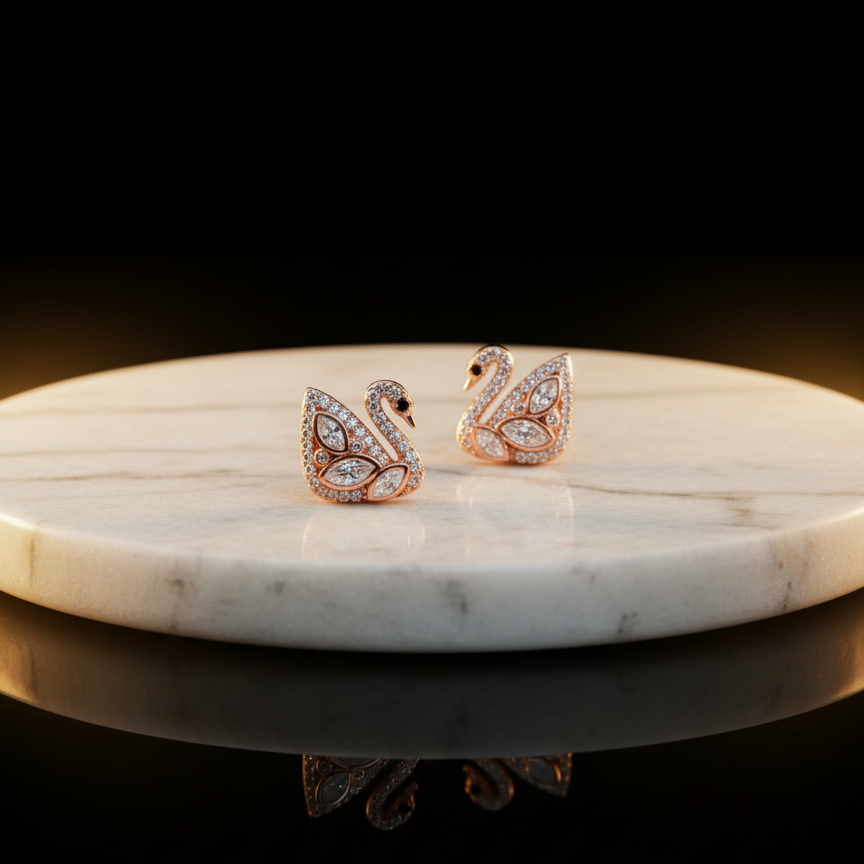 Swan Elegance Stud Earrings - VITTAM