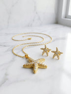 Golden Starfish Sparkle Jewelry Set