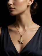 Golden Starfish Sparkle Jewelry Set