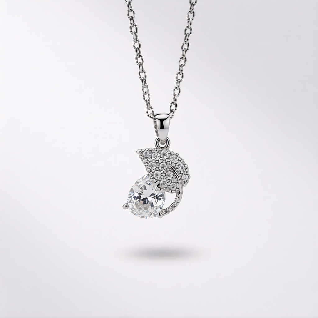 Crystal Leaf Drop Necklace