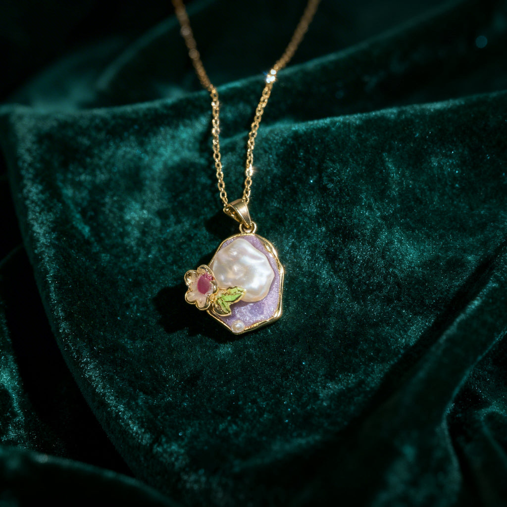 Blossom Pearl Enamel Necklace