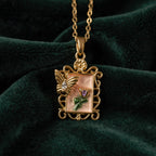 Vintage Butterfly Garden Frame Necklace