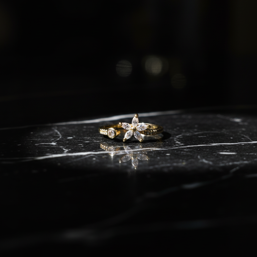 Golden Bloom Open Ring - VITTAM
