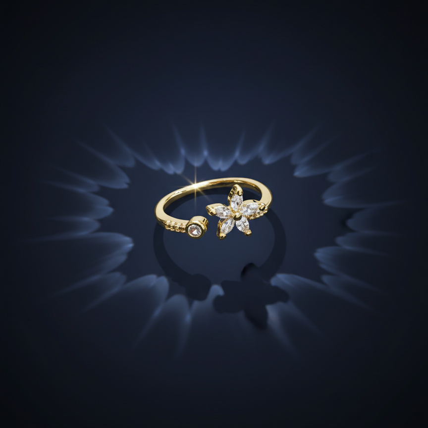 Golden Bloom Open Ring - VITTAM
