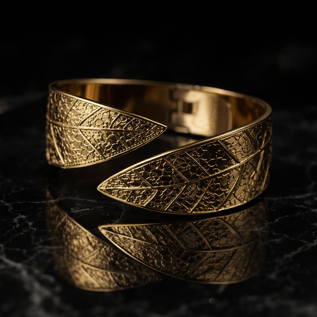 Leaf Textured Gold Kada