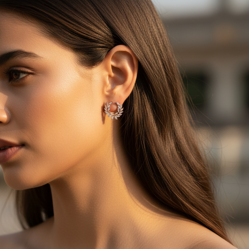 Golden Laurel Arc Earrings - VITTAM
