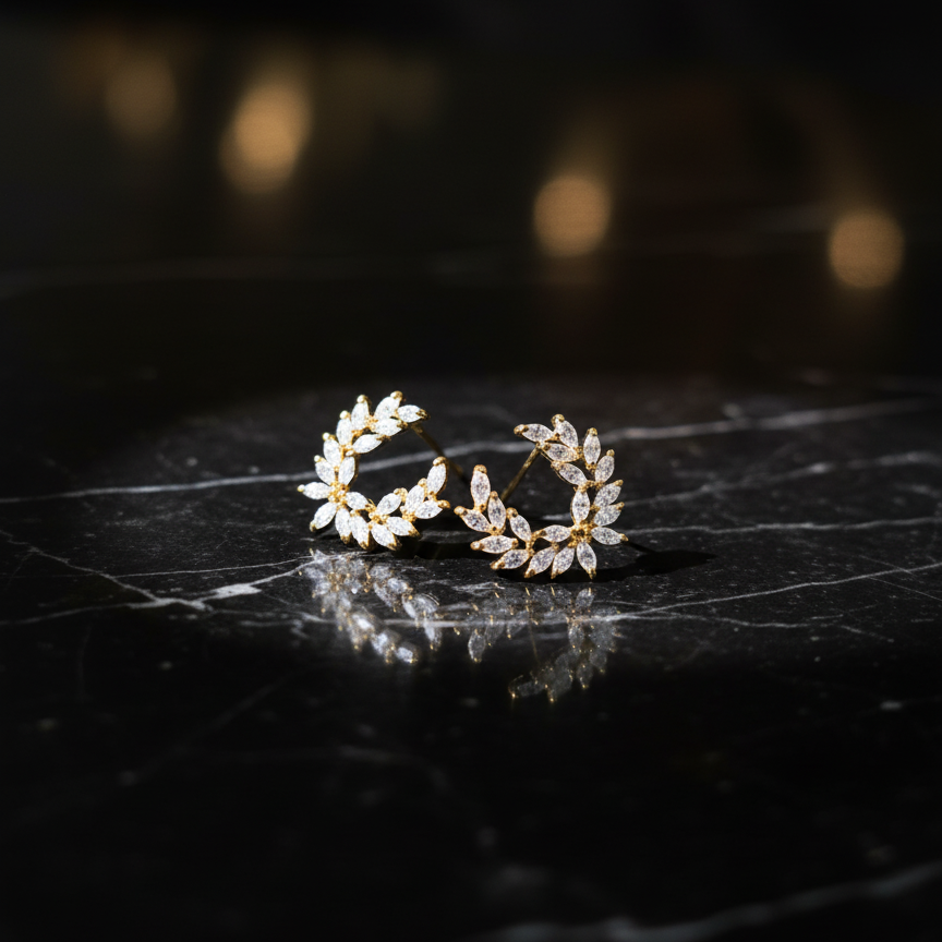 Golden Laurel Arc Earrings - VITTAM