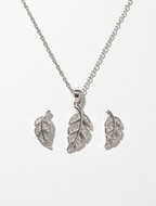 Silver Leaf Sparkle Jewelry Set