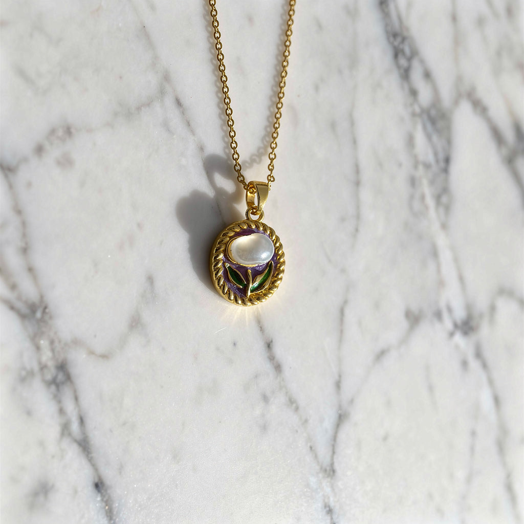 Luminous Pearl Garden Medallion Necklace