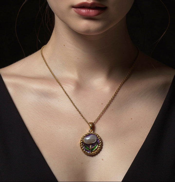 Luminous Pearl Garden Medallion Necklace