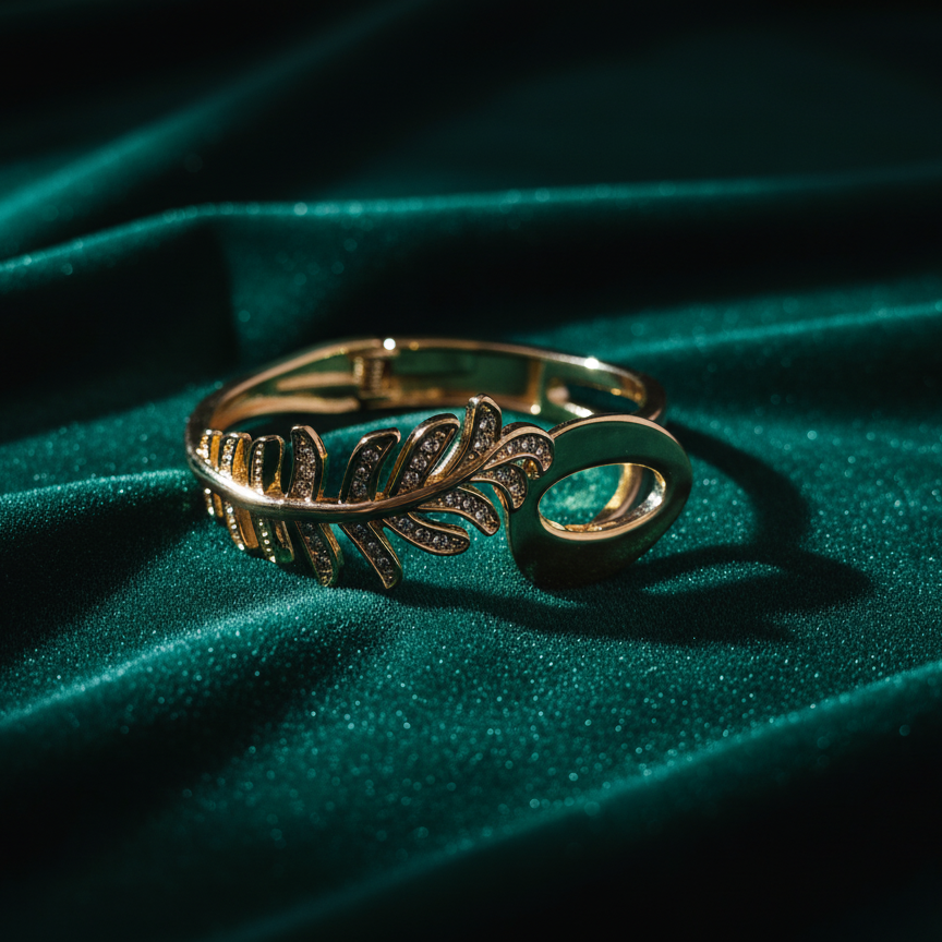 Regal Feather Diamond Gold Kada