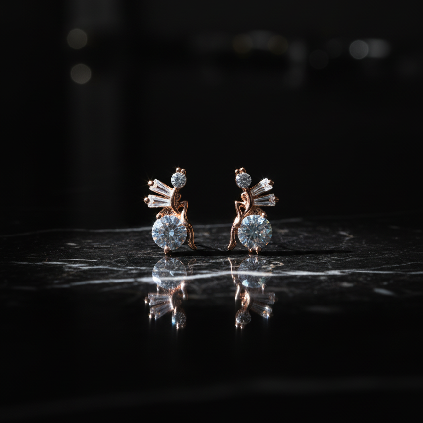 Rose Gold Radiance Drop Earrings - VITTAM