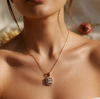 Rose Radiance Baguette Halo Necklace