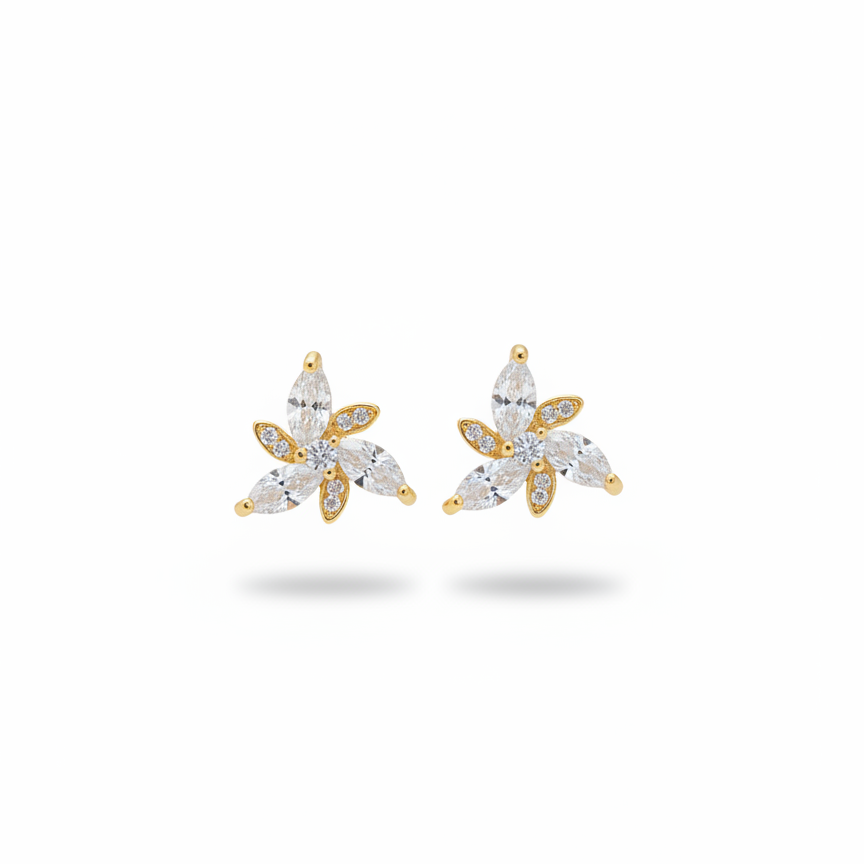 Golden Blossom Spark Stud Earrings - VITTAM