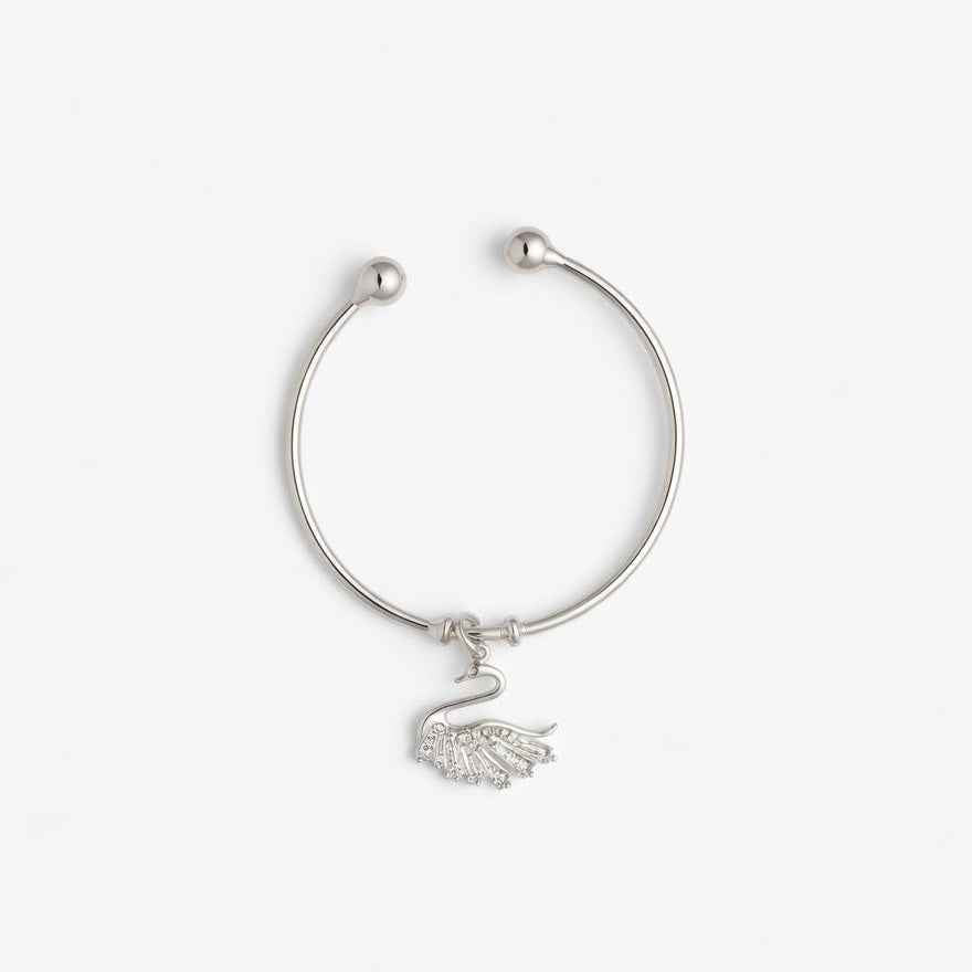 Swan Grace Charm Silver Kada