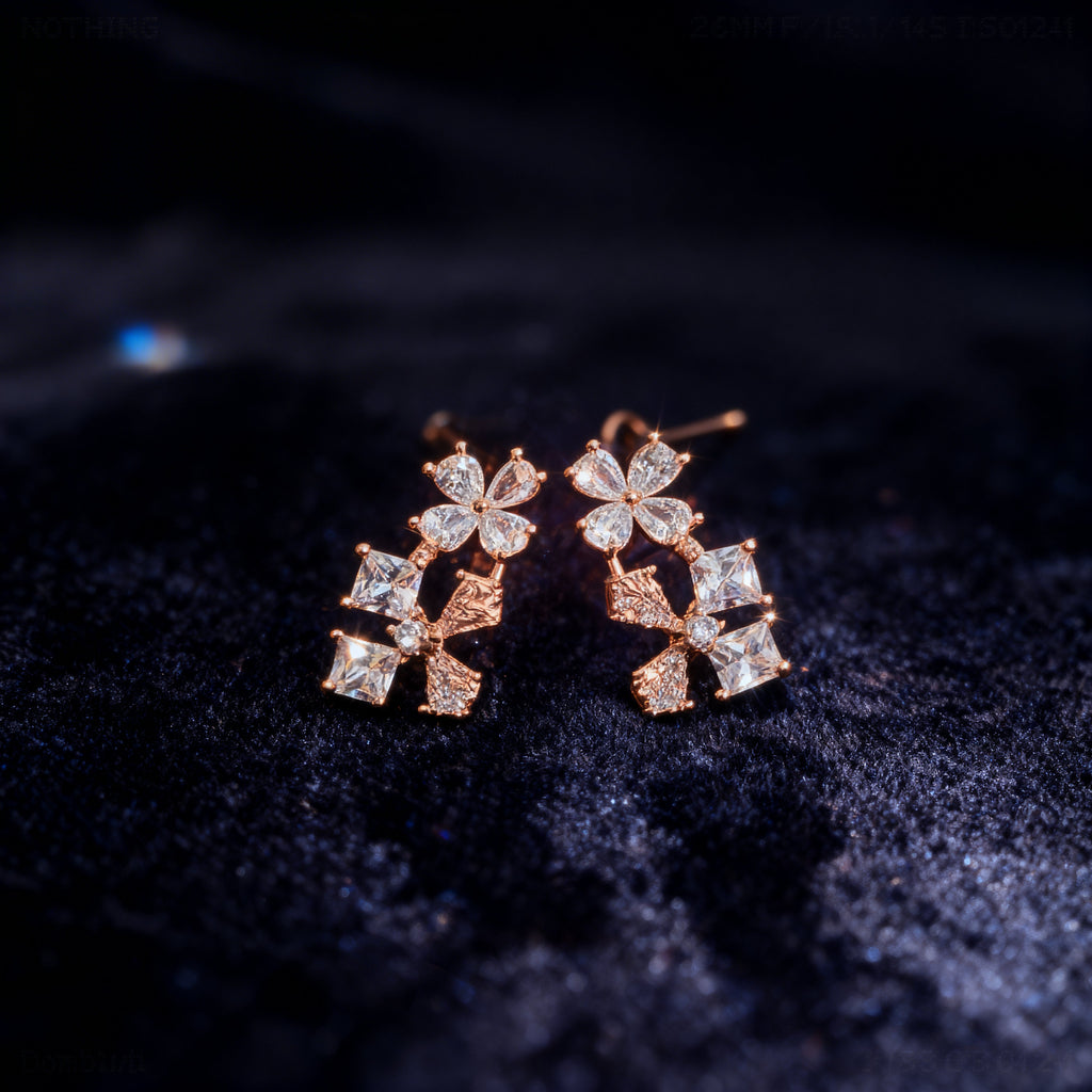 Rose Gold Bloom Cascade Earrings - VITTAM