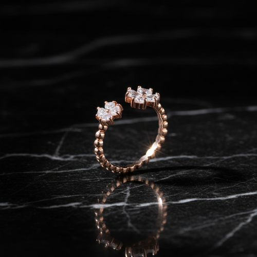 Celeste Bloom Dual Floral Open Ring